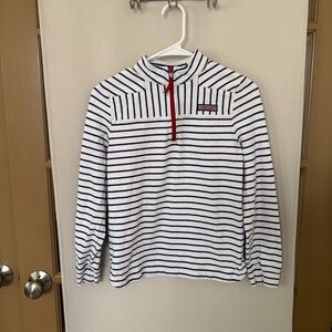 Vineyard Vines Girls‎ Large Blue White Stripe Sweatshirt Quarter Zip Pullover